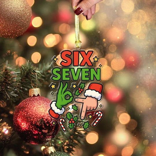 Discover Six Seven Santa Christmas Acrylic Ornament, Hand Sign Meme