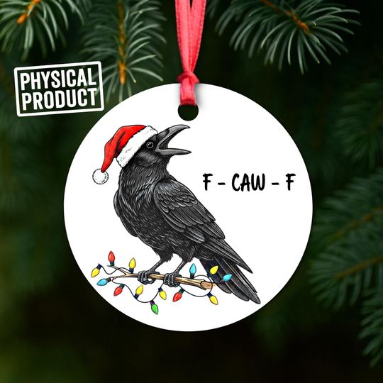 Discover F-CAW-F Funny Crow Christmas Ornament - F-CAW-F  Raven Crow Ornament, Gag Gift, Secret Santa, White Elephant, Grab Bag, Office Gift Exchange