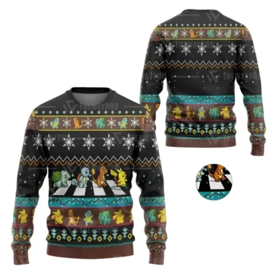 PKM Road Crossing Christmas Ugly Christmas Sweater