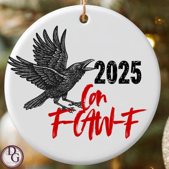 Discover F-CAW-F Funny Christmas Ornament | Trending Chicken Saying | Farmhouse Humor Gift | Country Rustic Decor | Hen Lover Ornament