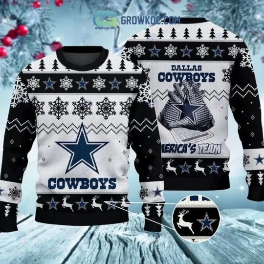 Discover Cowboys America’s Team Snowflakes Ugly Christmas Sweater