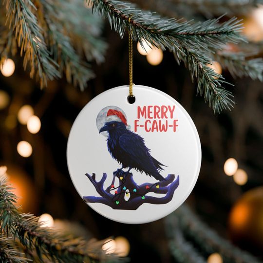 Discover Merry Fcawf Crow Ornament, Funny Christmas Gifts, Ceramic