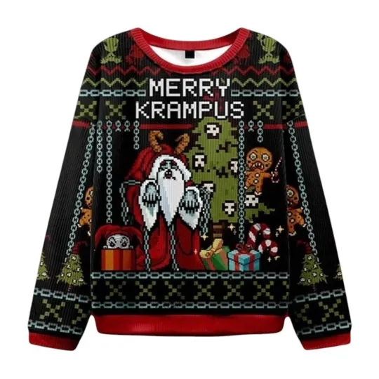 Merry Krampus Ugly Christmas Sweater, Funny Horror Xmas Gift