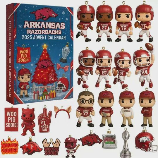Discover Arkansas Razorbacks Advent Calendar, Christmas Countdown Advent Calendar Gift Box With 24 Acrylic Ornaments