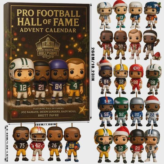 Discover football Pro Football Hall Of Fame Advent Calendar, Christmas Countdown Advent Calendar Gift Box With 24 Acrylic Ornaments