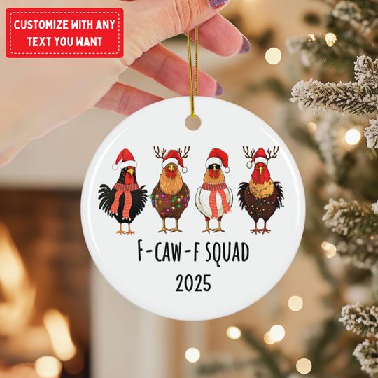 Discover F-Caw-F Christmas Chicken Ornament, 2025 Custom Farmhouse Xmas Keepsake, Funny Gift for Chicken Lover