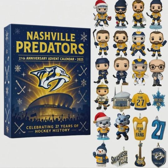 Discover Nashville Predators Advent Calendar  27th Anniversary, Christmas Countdown Advent Calendar Gift Box With 24 Acrylic Ornaments