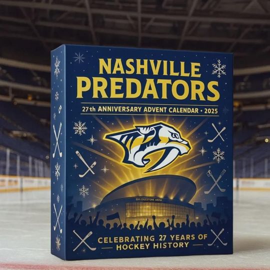 Nashville Predators Advent Calendar  27th Anniversary, Christmas Countdown Advent Calendar Gift Box With 24 Acrylic Ornaments