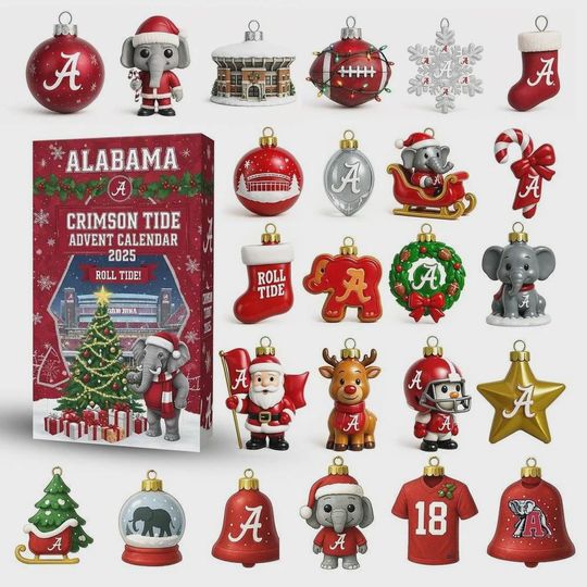 Discover Albm Crimson Tide Advent Calendar 2025, Christmas Countdown Advent Calendar Gift Box With 24 Acrylic Ornaments