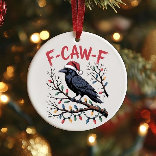 Discover F-Caw-F Raven Funny Christmas Ornament - White Elephant Gift for Friend Coworker
