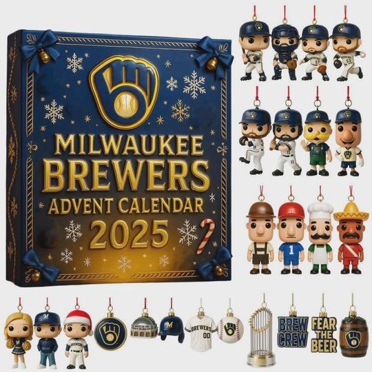Discover Milwaukee Brewers Advent Calendar 2025, Christmas Countdown Advent Calendar Gift Box With 24 Acrylic Ornaments