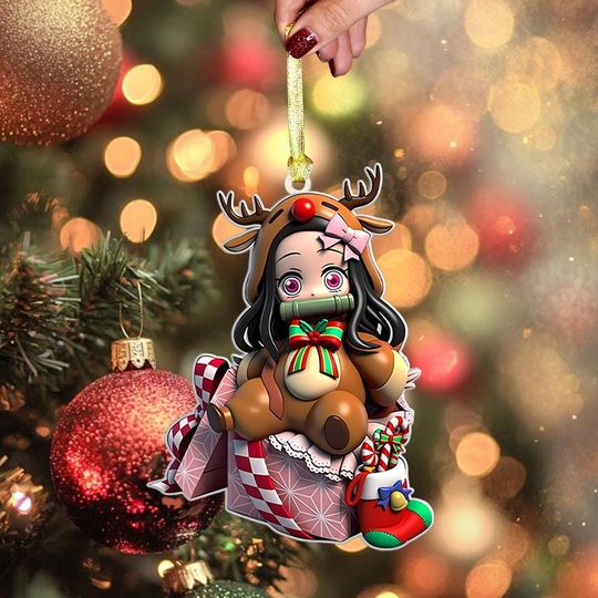 Discover Mitsuri and Obanai Acrylic Christmas Ornament, Demon Anime Ornament, Japanese Anime Holiday Decor
