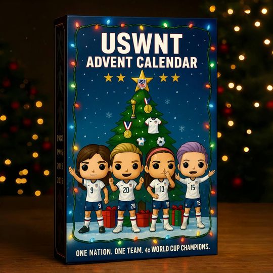 Discover USWNT Advent Calendar 2025 | 24 Days of World Cup Champ & Player Ornaments | 4x Champions Soccer Fan Collector Gift