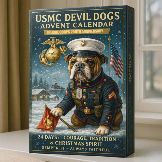 USMC Devil Dogs 250th Anniversary Advent Calendar | 24 Days of Bulldog Marine Figurines | Semper Fi Collector Christmas Gift for Veterans