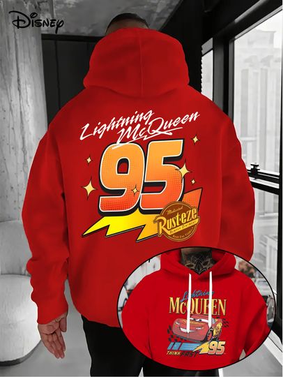 Discover Disney Cars Lightning McQueen Men's Hoodie Autumn Winter Casual Unisex Pullover Sweatshirt Tracksuit Clothing Hoody Oversized