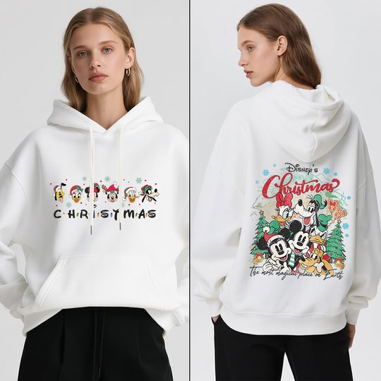 Discover Womens Disney Mickey and Friends Printed Fleece Hoodie Christmas Holiday Party Wear Warm Soft Winter Sweatshirt