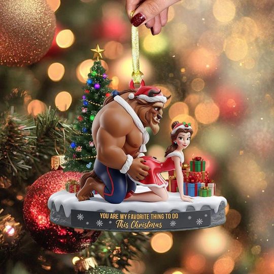Discover Belle and Beast Christmas Ornament, Disney Beauty and the Beast Couple Holiday Decoration