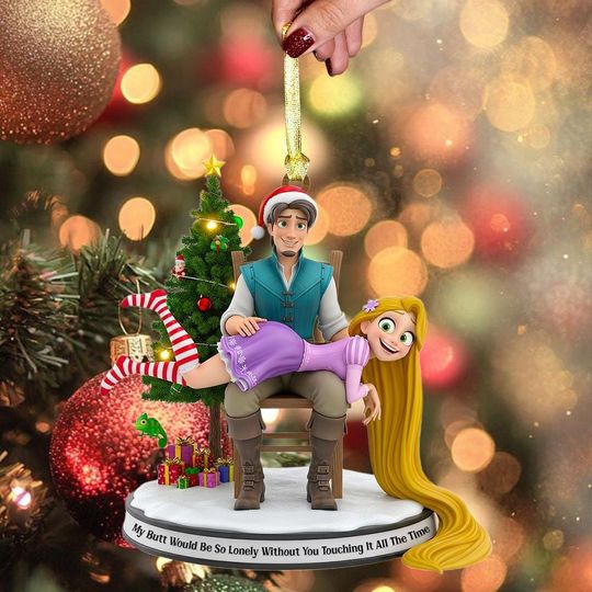 Discover Disney Tangled Couple Acrylic Ornament Featuring Rapunzel and Eugene Fitzherbert, Fairytale Disney Tree Decor