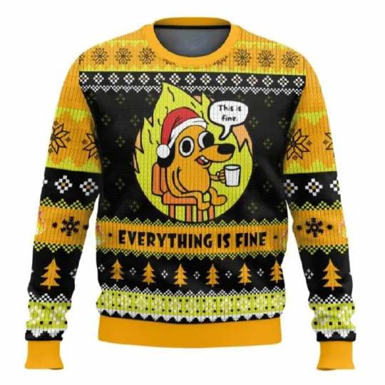 Discover This Is Fine Meme Ugly Christmas Sweater