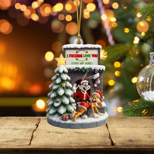 I Love You Either Way Acrylic Ornament, Romantic Couple Christmas Tree Decoration, Funny and Cute Holiday Ornament