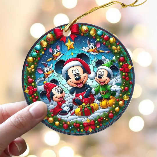 Discover Disney Mickey Mouse Christmas Ornament, Acrylic Xmas Tree Decoration, Mouse and Friends Holiday Decor