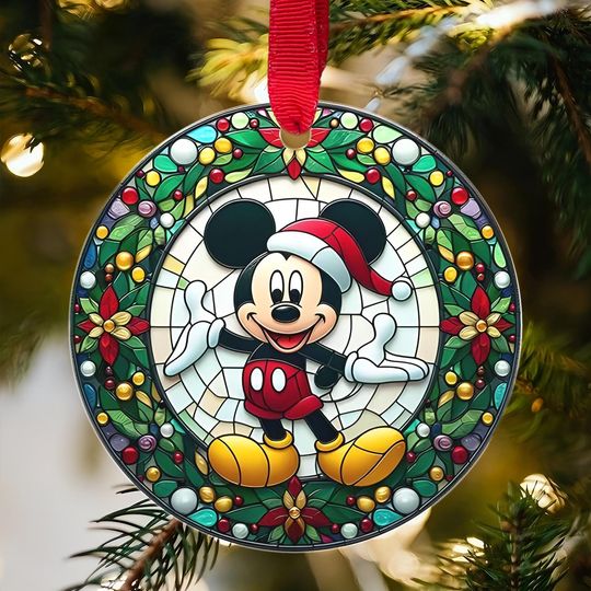 Discover Cute Mickey Mouse Christmas Ornament, Disney Cartoon Acrylic Decoration for Christmas Tree