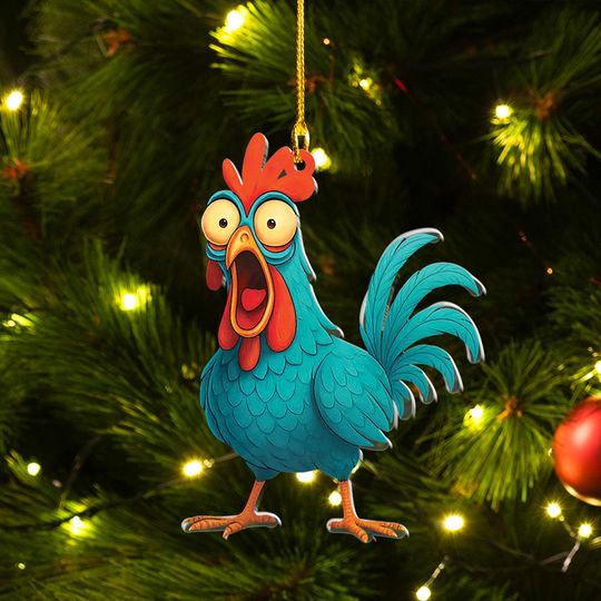 Discover F-CAW-F Funny Acrylic Ornament, Rooster Chicken Ornament, Farm Animal Humor Ornament, Chicken Lovers Gift, Funny Barnyard Acrylic Decoration