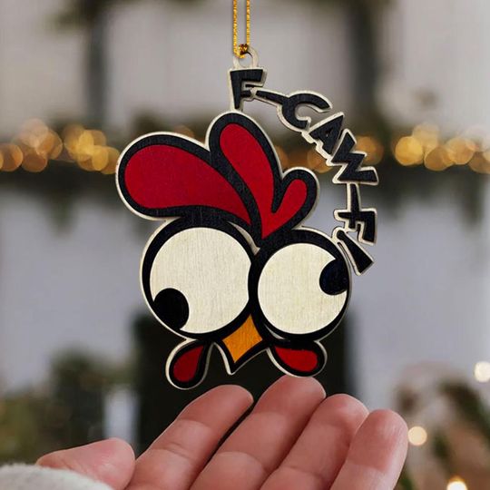 Discover Funny Chicken Ornament 2025, F-Caw-F Christmas Ornament, Farm Animal Tree Decor, Silly Rooster Gift