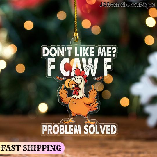 Discover F-Caw-F Chicken Humor Ornament, Funny Rooster Meme Ornament, Funny Chicken Ornament, Silly Farm Animal Ornament, Chicken Lover Gift
