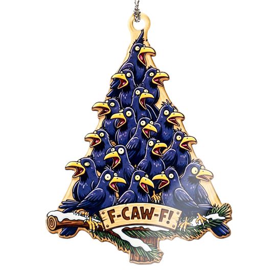 Discover Crow Christmas Tree Hanging, F-CAW-F! Pun Ornament, Acrylic Raven Decor, Dark Humor Xmas Accessory, Funny Lover Gag Keepsake