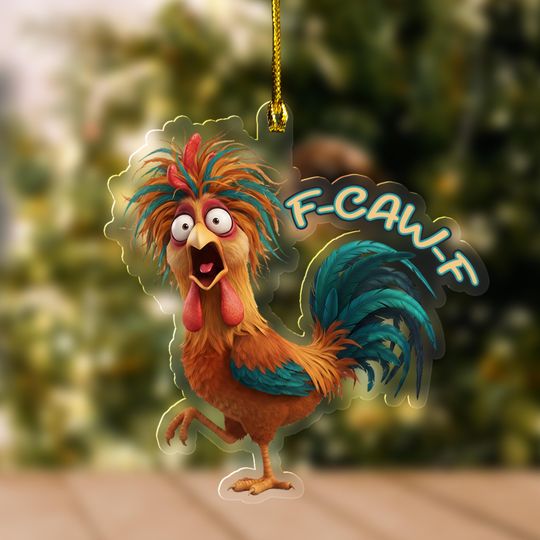 Discover Cheeky Chicken F-CAW-F Ornament, F-Caw-F Funny Ornament, F Caw F Chicken Ornament, Sarcastic Ceramic Ornament, Gag Gift for Friends KDTF07