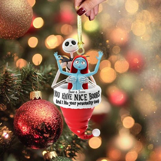 Personalized Jack and Sally Christmas Ornament, Nightmare Couple Ornament, First Christmas Together Gift
