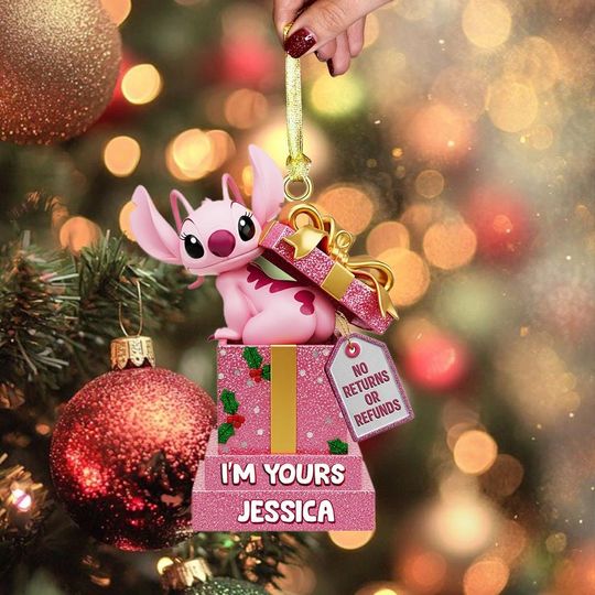 Discover Custom Disney Angel Ornament, Pink Angel Christmas Tree Decoration, Alien Decor, Disney Character Holiday Ornament