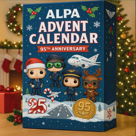 Discover ALPA Pilots 95th Anniversary Advent Calendar 2025 | 25 Day Aviation Funko-Style Collectible Set | Gift for Pilots & Flight Crew