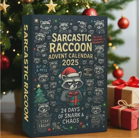 Discover Sarcastic Raccoon Advent Calendar 2025 | 24 Days of Snark & Chaos Figurines | Unique Funny Adult Gift for Raccoon Lovers