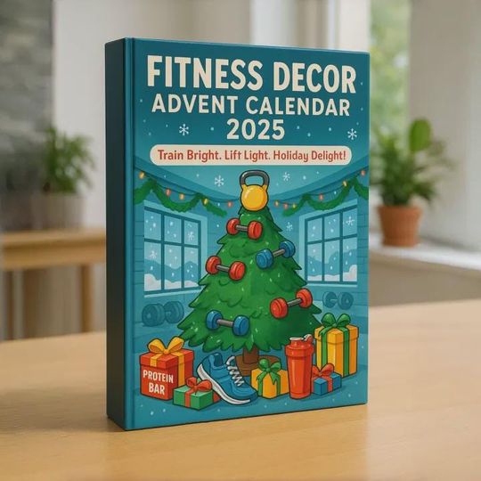 Discover Fitness Decor Advent Calendar 2025 | Train Bright Lift Light Workout Ornament Set | Unique Health Gift for Gym Trainer Pilates Fan