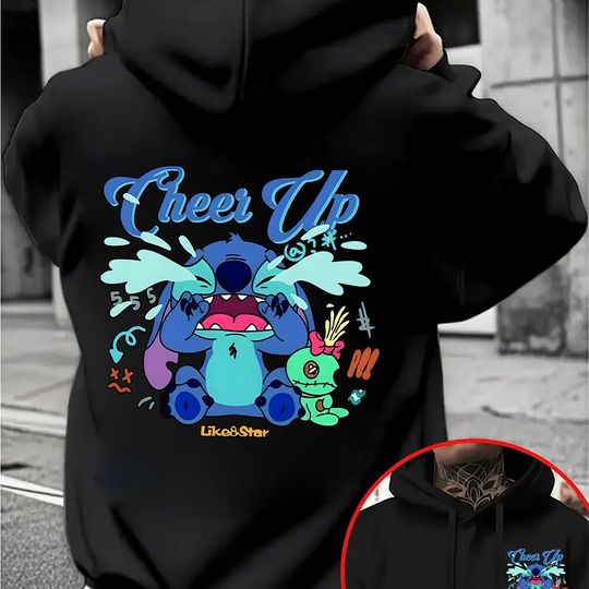 Discover Disney Stitch Pattern Men's Hoodie Autumn Winter Casual Unisex Pullover Sweatshirt Tracksuit Clothing Hoody Oversized Streetwear