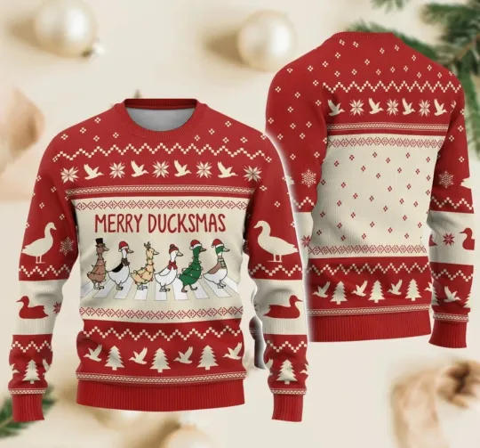 Discover Duck Christmas Ugly Sweater, Merry Duckmas Sweater, Funny Duck Christmas Sweater