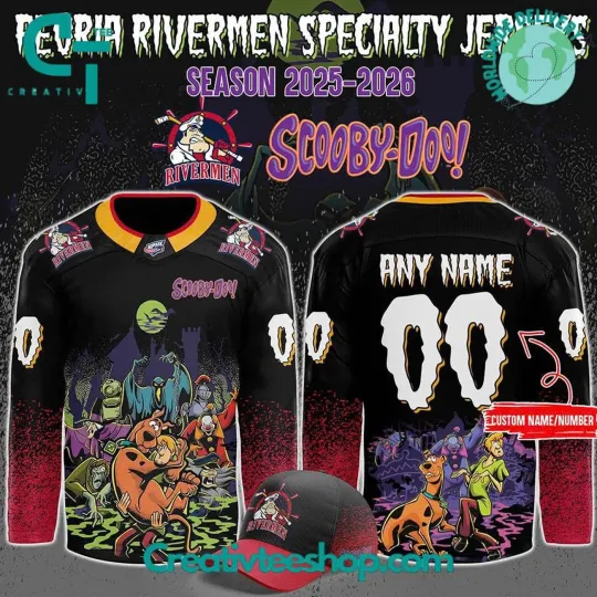Personalized Peoria Rivermen x Scooby-Doo Night 2025 Hockey Shirt Men's Fan Gear