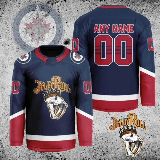 Discover Personalized Winnipeg Jets X Jelly Roll Hockey Shirt Men's Fan Gear Xmas Gift