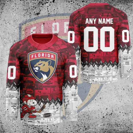 Personalized Florida Panthers Peanuts 75th Anniversary Hockey Shirt Fan Gear