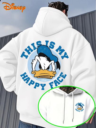 Discover Men's Hoodies - Donald Duck Cartoon Print Pullover Sweatshirt Loose Hooded Disney Fans Birthday Gift
