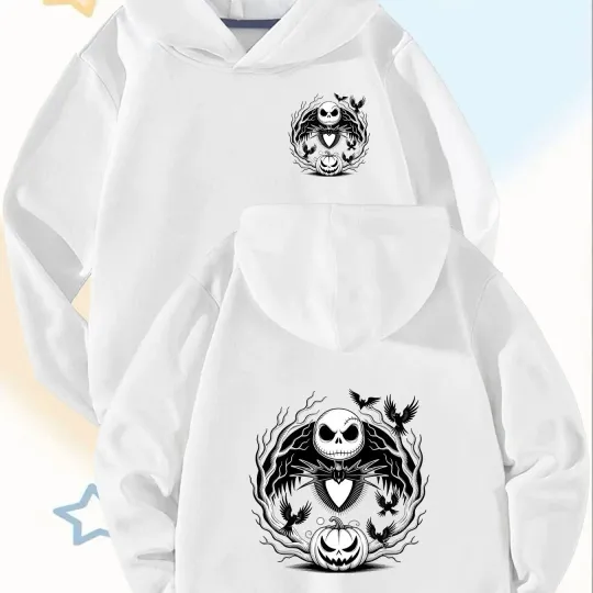 Discover Disney Nightmare Before Christmas Jack Skellington Hoodie - Double-Sided Print Black Sweatshirt for Men Women