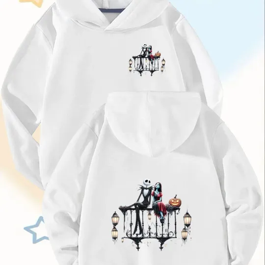 Discover Disney Nightmare Before Christmas Jack Skellington & Bride Hoodie - Double-Sided Print for Men Women