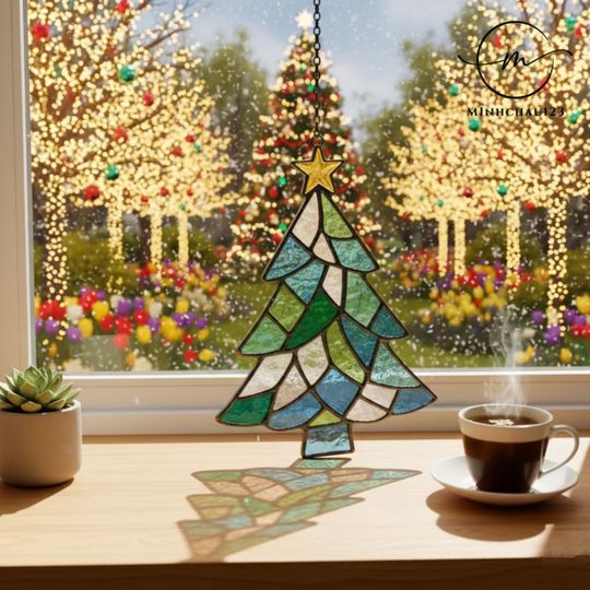Discover Christmas Tree Acrylic Suncatcher, Cozy Holiday Window Decor, Holiday Decor, Window Art, modern home decor, Xmas gift