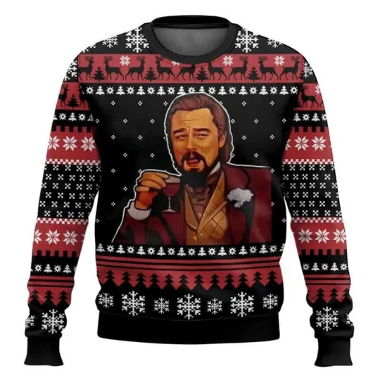 Retro Leonardo Dicaprio Meme Ugly Christmas Sweater