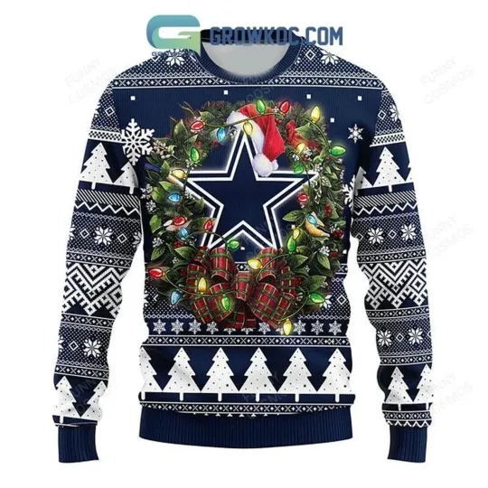 Discover Cowboys Big Logo Santa Hat Christmas Lights Ugly Christmas Sweater