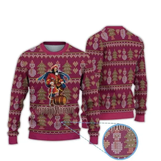 Discover Captain Morgan Snowman and Christmas Tree Ugly Christmas Sweater