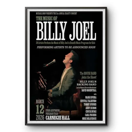 Discover Billy Joel Mar 12 2026 Carnegie Hall Stern Auditorium Tour Poster
