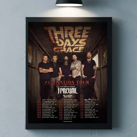Discover Three Days Grace Alienation Tour 2026 North America Cities Dates Poster